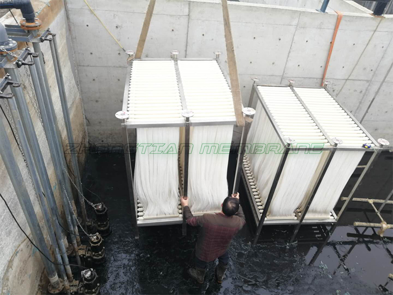 400噸垃圾滲濾液MBR膜組安裝現(xiàn)場(chǎng)（一）